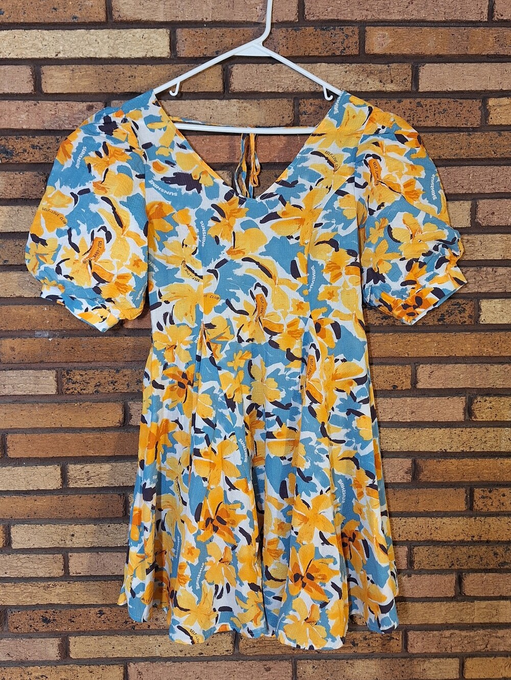 Self Love Club Medium Tropical Floral Puff Sleeve Dress